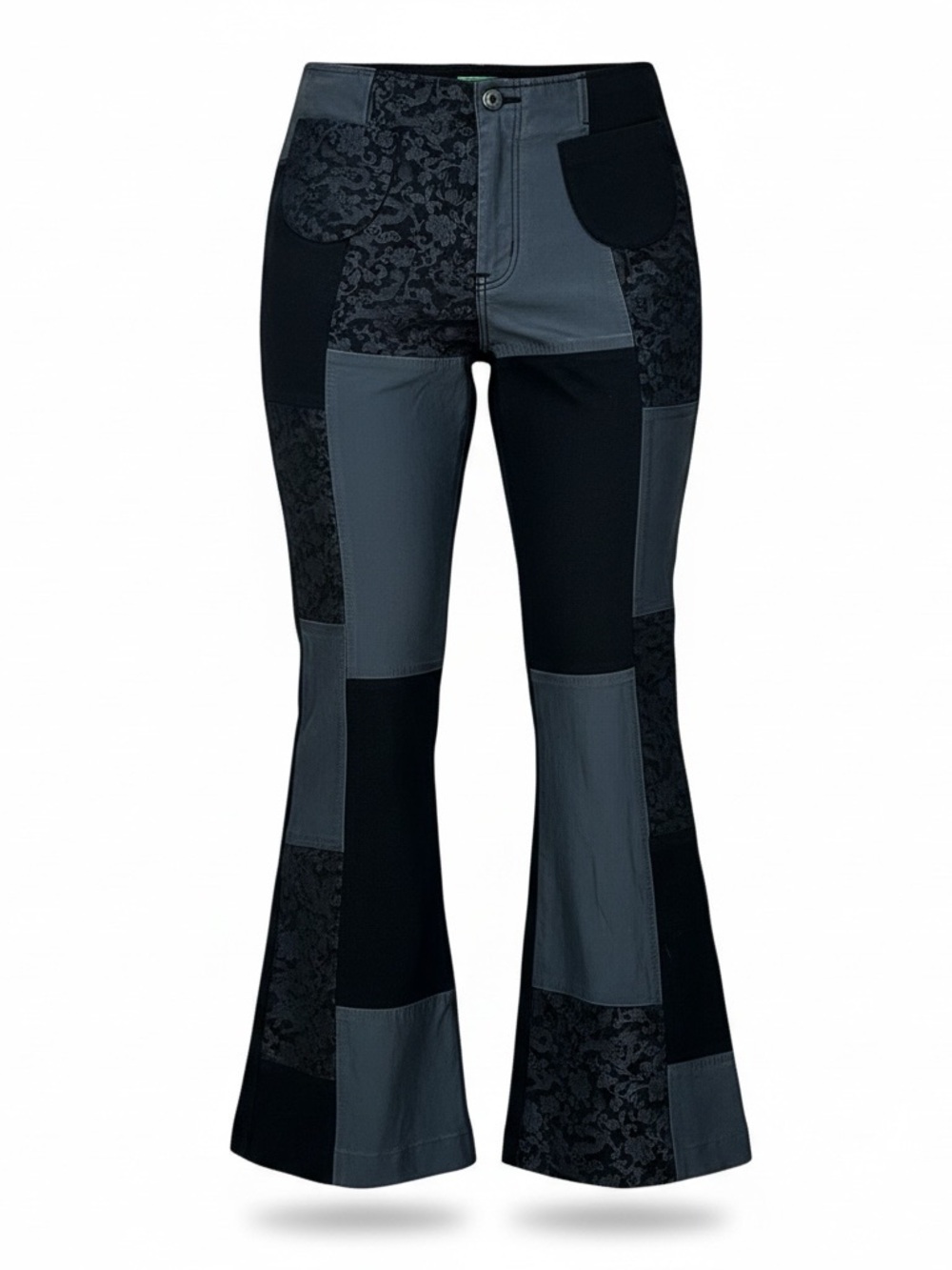 Vintage Leather Wool Silk Jacquard Flare Pants L Tian Art Flora Cheong-Leen